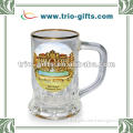 promotional glass beer mug with decal